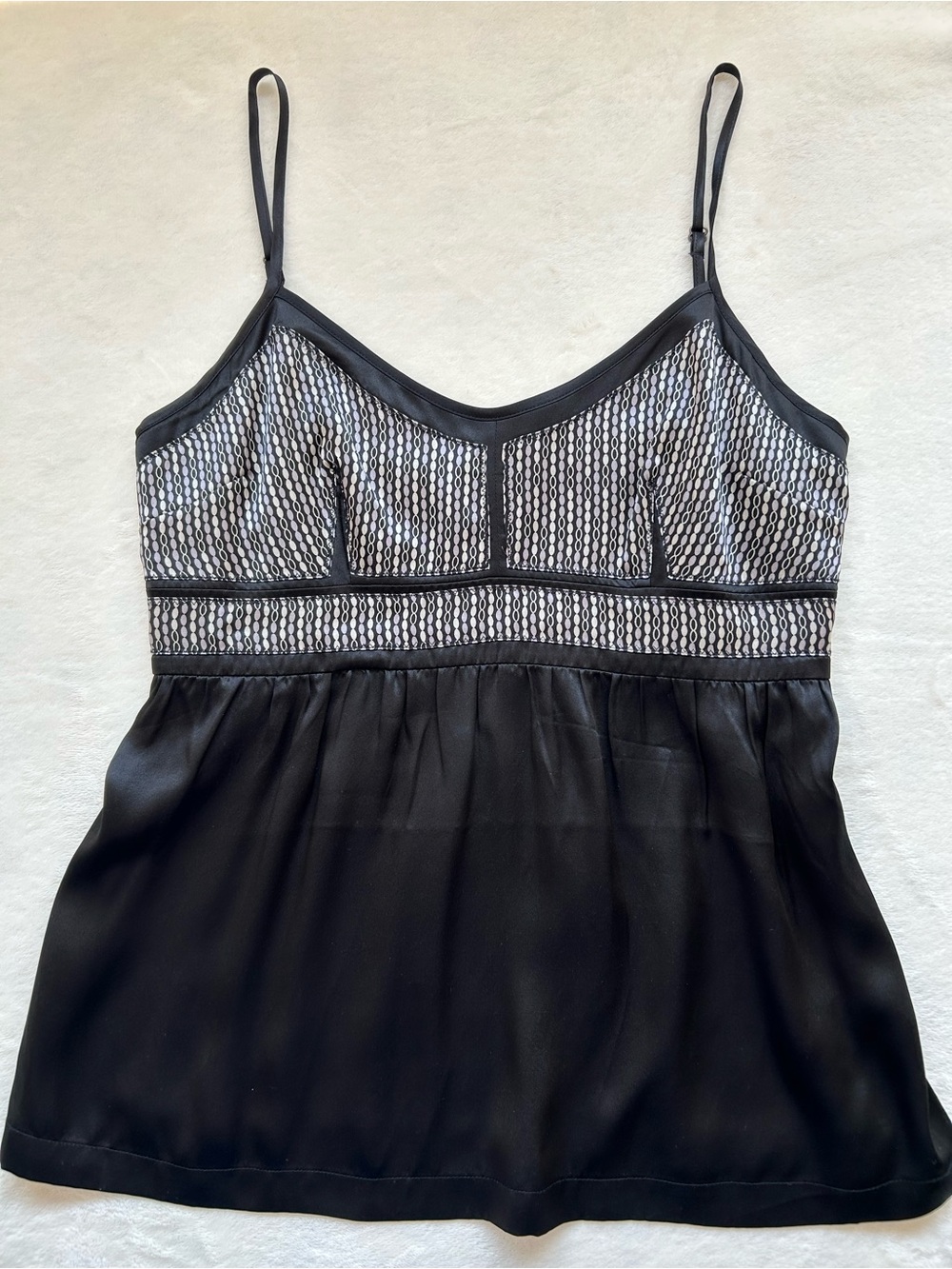 Black Patterned 100% Silk Camisole Top by Jacob